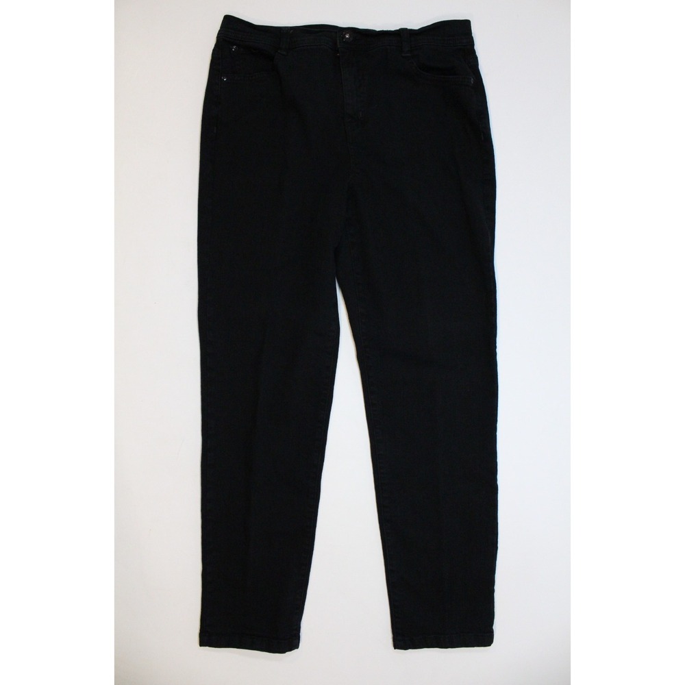 Style and‎ Co Women's Black Denim Pants Size 14P Tummy Control Slim Leg